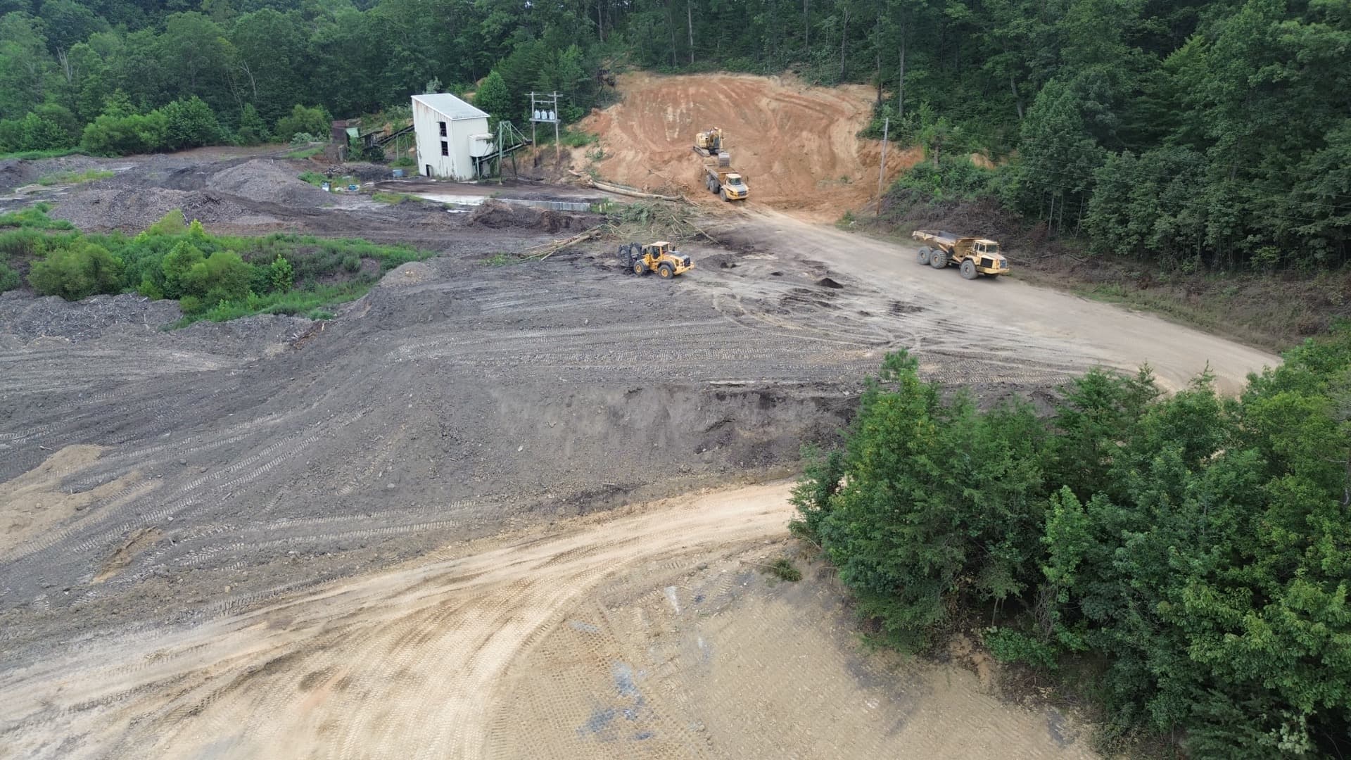 Aerial view of civil excavation in progress