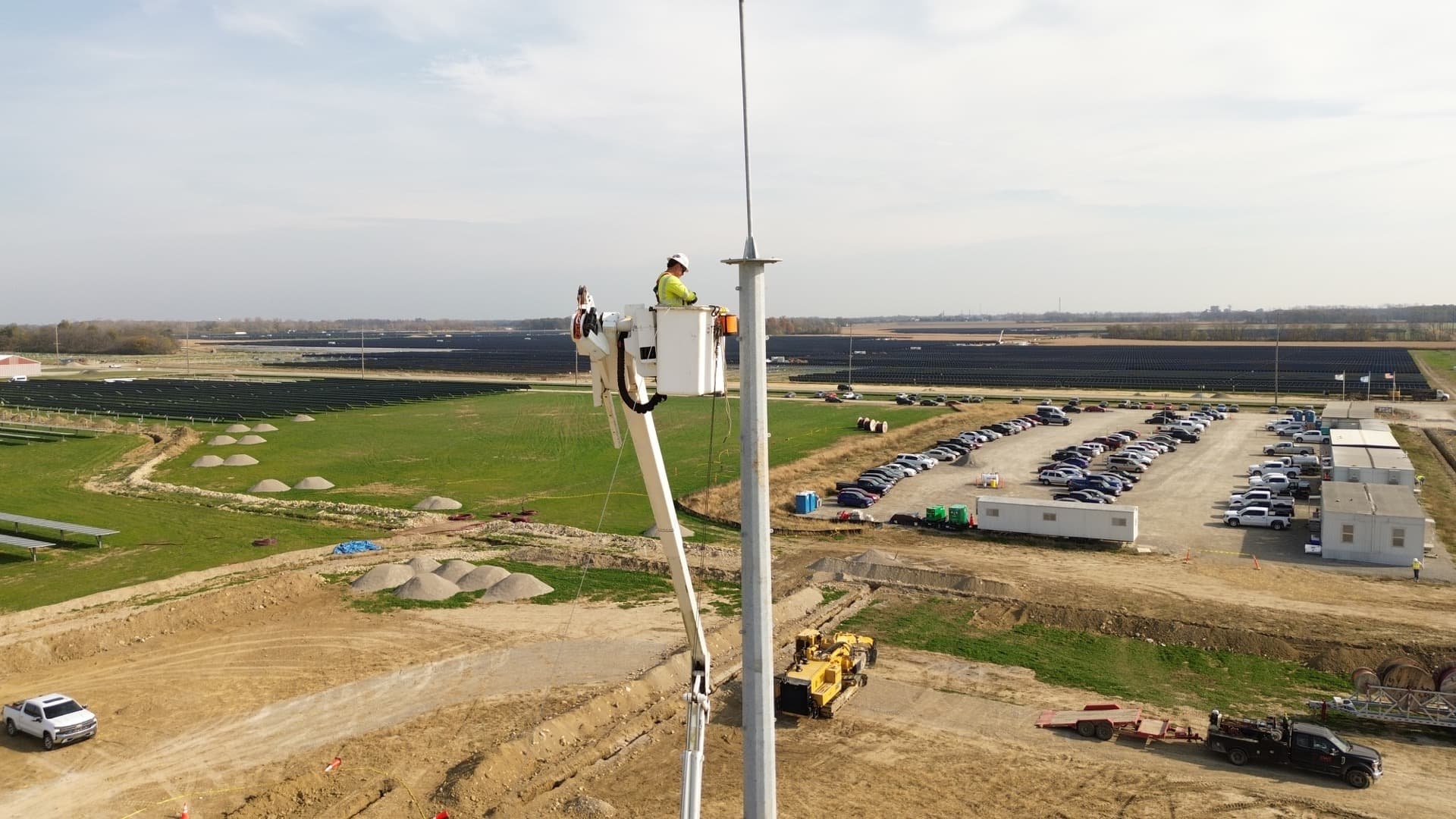 Aerial drone photo of completed substation