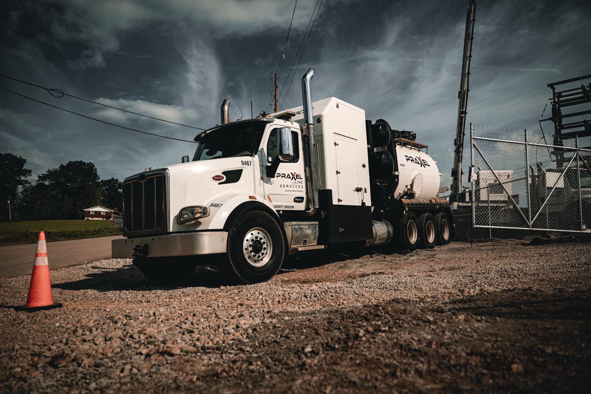 Vacuum truck on excavation site
