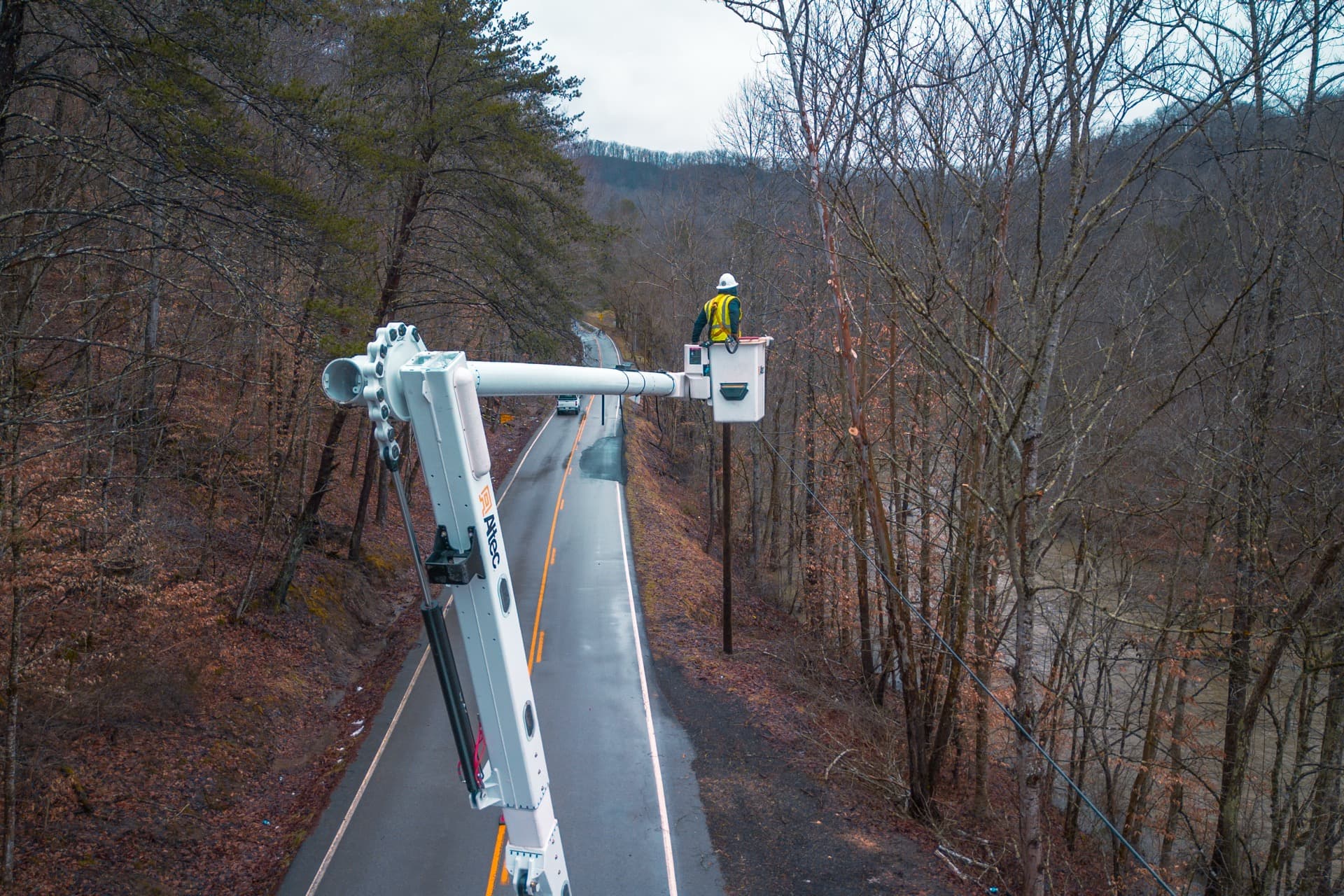 Aerial view of vegetation clearing along power corridor