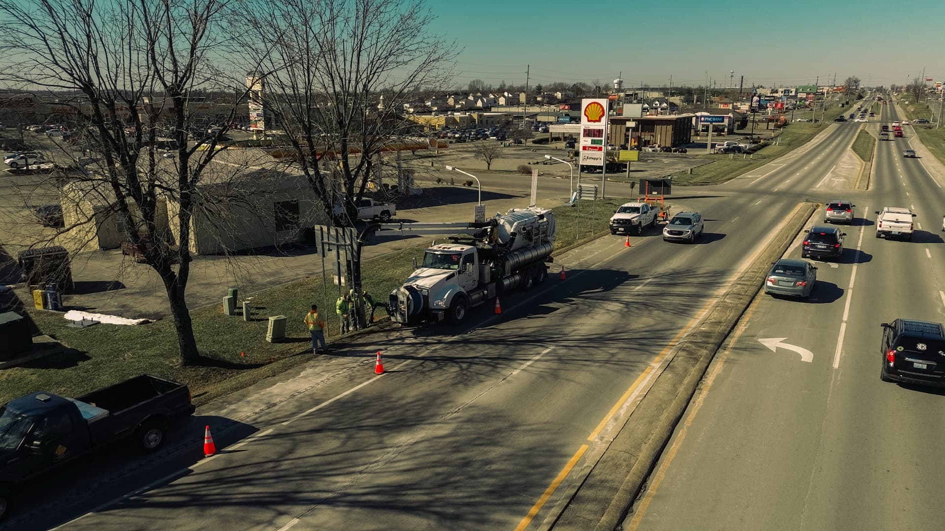 Hydro excavation in progress