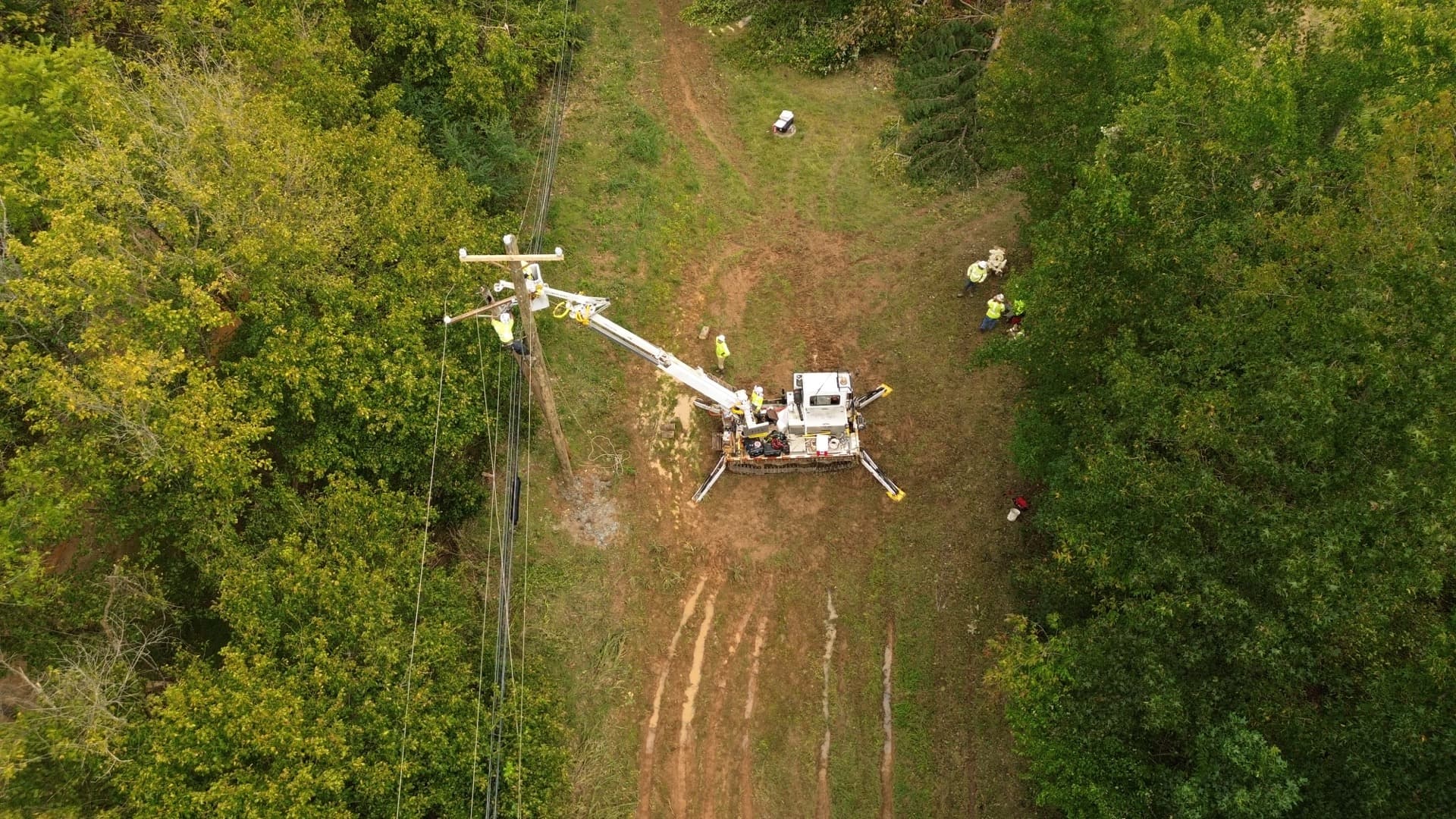 Storm restoration crew at work